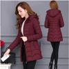 Winter Coat Women Fashion Middle Age Mother Slim Down Cotton Hooded Jacket Plus Size Casual Solid Warm Thick Outwear Parka