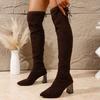 2025 Fall/Winter Over The Knee Boots Women's Thick Heel High Boots Autumn New Stretch Mid-Heel Women's Boots