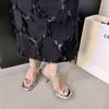2025 new French gold square head with thin heel sandals for women's summer wear sexy high-heeled open-toed sandals