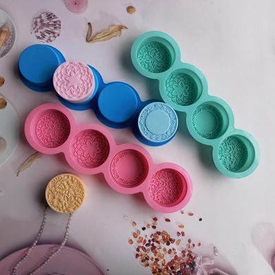 3D силиконовая форма для мыла ручной работы, 4 типа, цветочная форма для мыла, инструменты для мыла круглой формы, круглая форма для мыла Mooncake