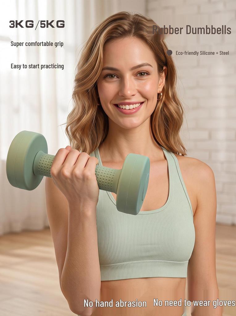 Eco-Friendly Odorless Silicone-Coated Steel Dumbbell