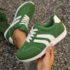 Women's Fashion White Striped Breathable Sneakers Lightweight Non Slip Sports Shoes for Women Red Green Lace Up Casual Sneakers
