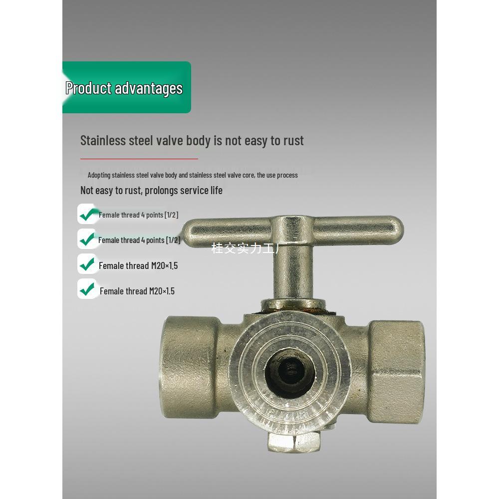 304 Stainless Steel High-Temp Plug Valve with Air Tank Pressure Gauge M20*1.5 for Steam Boiler