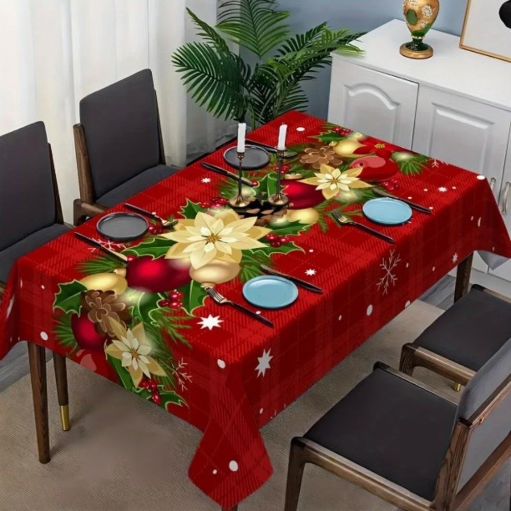 Oil-proof Christmas Santa Claus Tablecloth Waterproof Xmas Deer Table Mat Home Dector