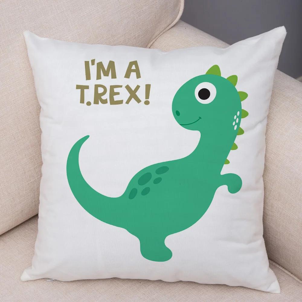 Милая наволочка на подушку с динозавром юрского периода, декоративная мультяшная наволочка с животным, для детской комнаты, дивана