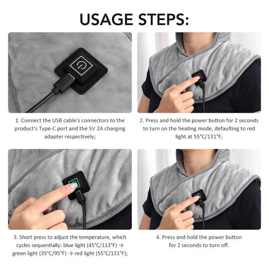 USB Греющая шаль Электроодеяло Горячий компресс Плечи Шея Спина Живот Ноги Талия Быстрый нагрев Грелка