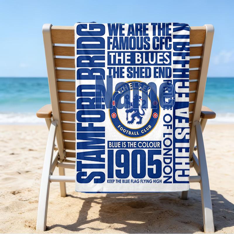 Custom Name Ultrasoft Beach Towel With Chelsea Football Club Themeideal For Pool Camping Diving Perfect Travel Essential Vibrant Beach Towel