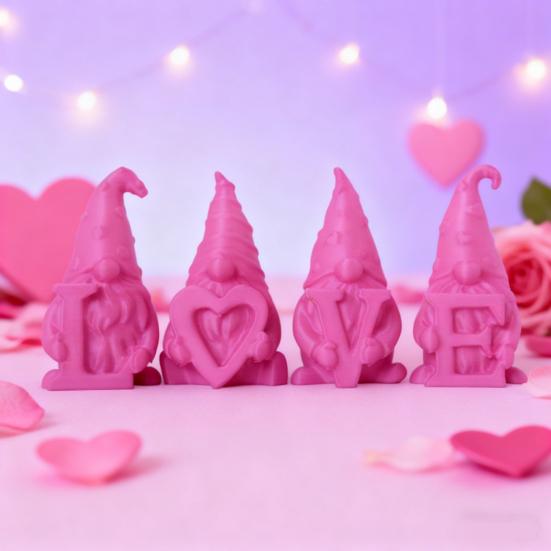 4 шт. фигурка гнома на День святого Валентина, напечатанная на 3D-принтере, настольная скульптура гнома любви, розовый центральный элемент стола для столовой, товары для домашней вечеринки