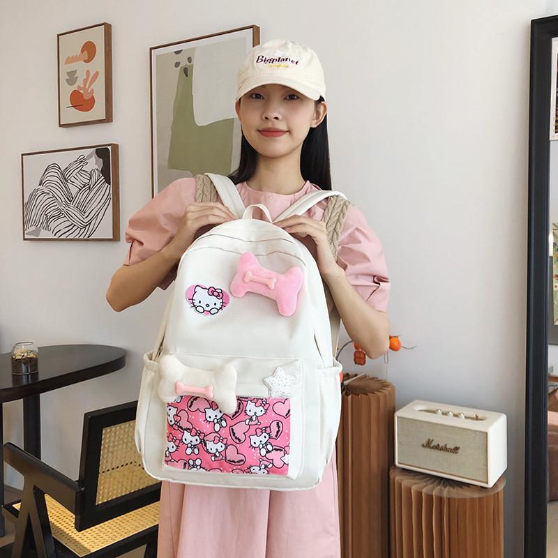 Детский рюкзак Hello Kitty с принтом животных, нейлоновый, для школы и путешествий