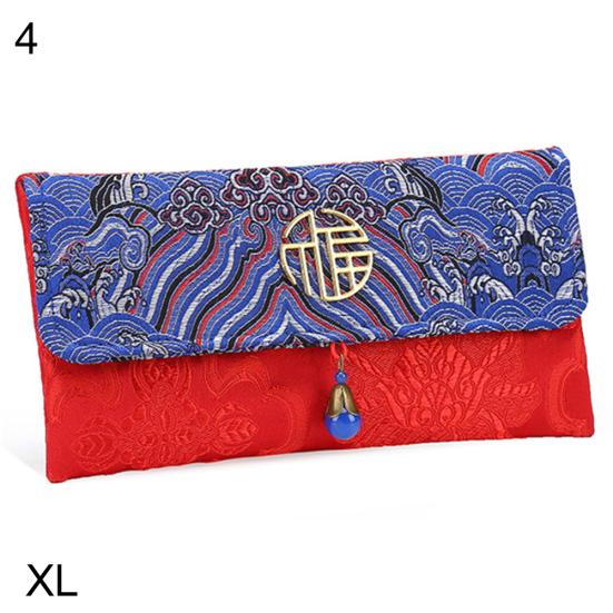 Сумка для денег в китайском стиле с цветочным принтом, тканевый конверт, красный карман, новогодний пакет