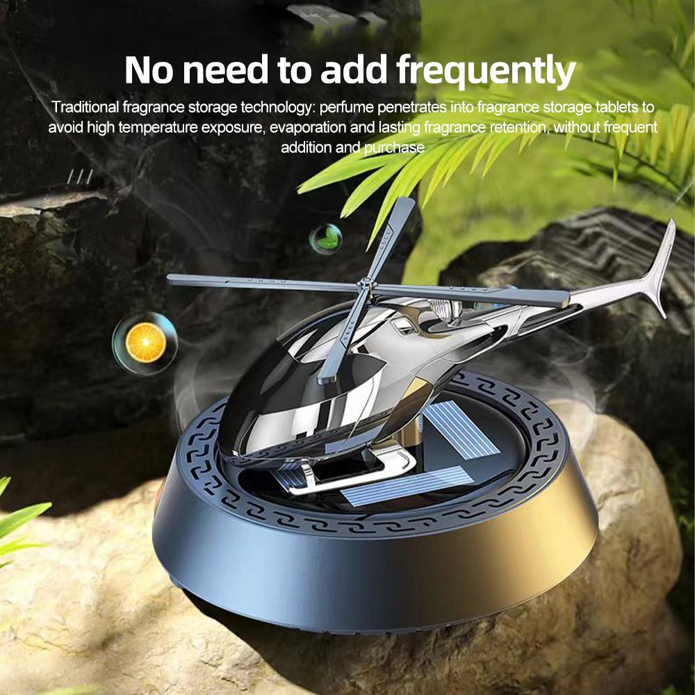 2024 Автомобильный Солнечный вращающийся вертолет Солнечный Ароматерапевтический Автомобильный освежитель воздуха Сплав + ABS Деревянная Ароматерапия Украшение интерьера автомобиля