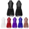 Kids Girls Sleeveless Rhinestones Halter Neck Skating Leotard Dress Lyrical Modern Dance Costume