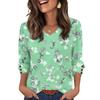 Women's Fashionable And Casual Floral V-neck Top