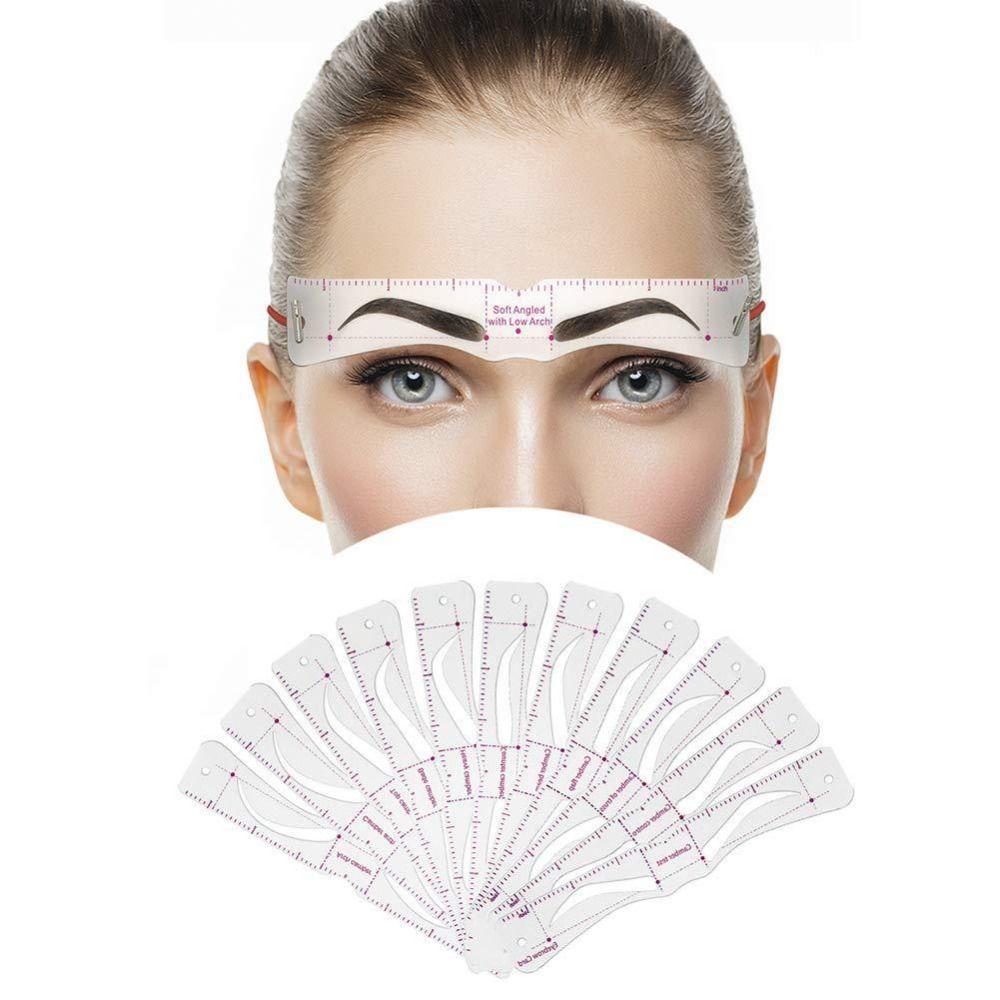 Cosmetic Reusable Stickers Grooming Shaper Template Eyebrow Stencil 12 Styles Eye Brow Stamp
