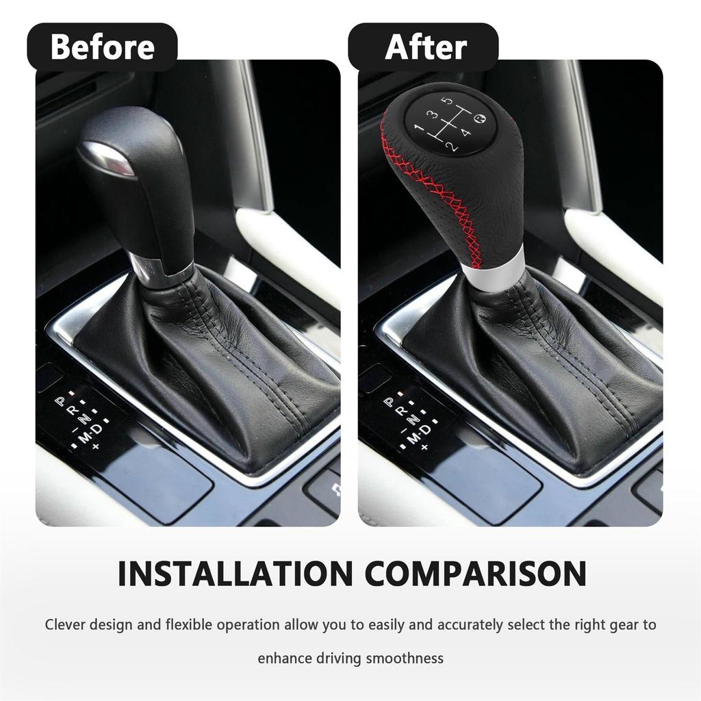 Car Gear Knob With 4 Adaptive Parts,Leather 5 Speed Knobs For Replacement Broken Knobs,Universal Non-Slip Manual Knob Car Interior