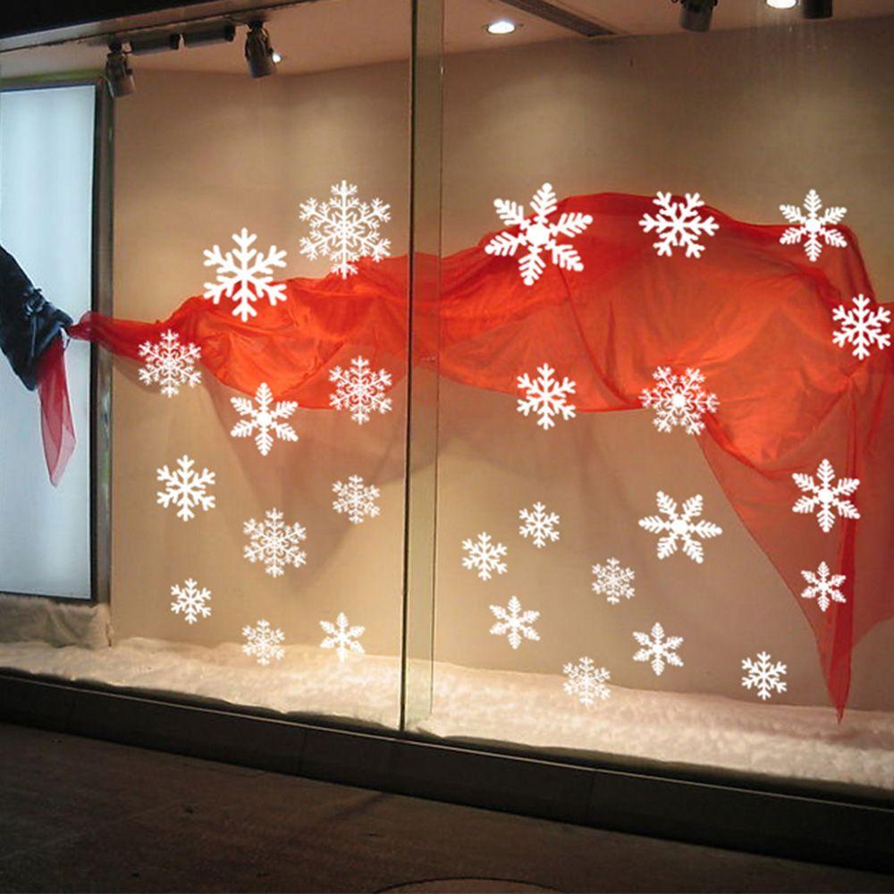 27PCS White Mural Gifts Xmas Decorations Snowflake Christmas Sticker Snow Decal Static