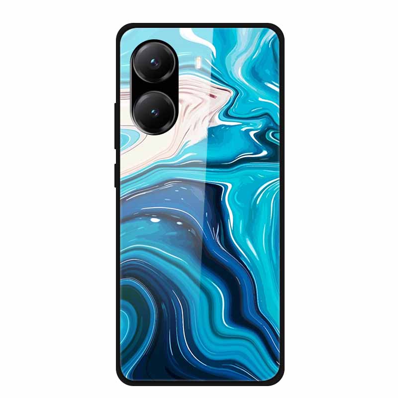 Закаленное Стекло Чехол для Poco X7 Pro Задняя Крышка ПК Жесткие Ударопрочные Чехлы для Xiaomi PocoX7 Pro Funda Мраморная Текстура Модный Coque