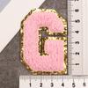 Алфавит, 26 букв, блестки, синель, розовая вышитая аппликация, нашивка для одежды, сумки, куртка, шляпа, декор