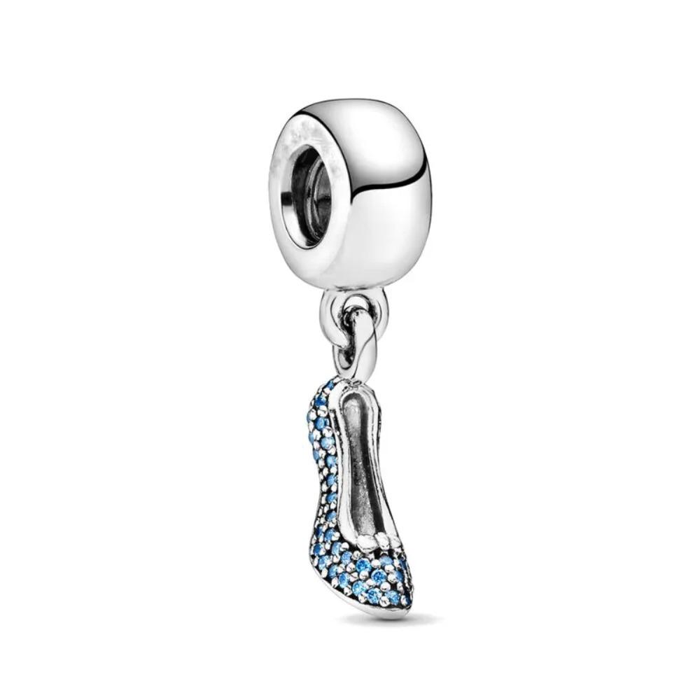 Pure Silver 925 Bracelet for Women Fashion Jewelry with High Heels Sandals Pendant Beads Charms