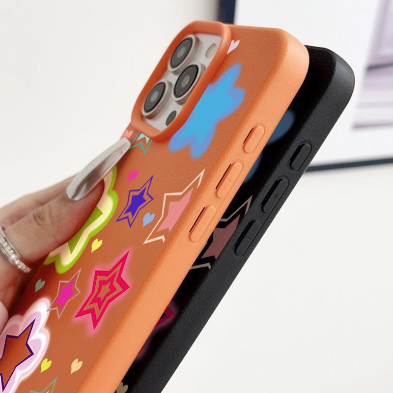 Для чехла iPhone 17 Pro Max Роскошный смешанный красочный узор Звезды Кожаная текстура Силиконовая накладка Для iPhone 16 Pro Max 15 14 13 12 11 16E Air