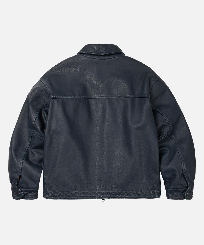 Frizmworks Destroyed Cowhide Leather Jacket _ Washed Navy