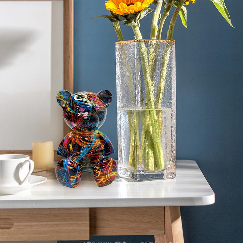 Desk Statue Resin Sitting Bear Sculpture Trendy Miniature Doll Home Decoration For Garden Holiday Furnishing Dorm Cabinet