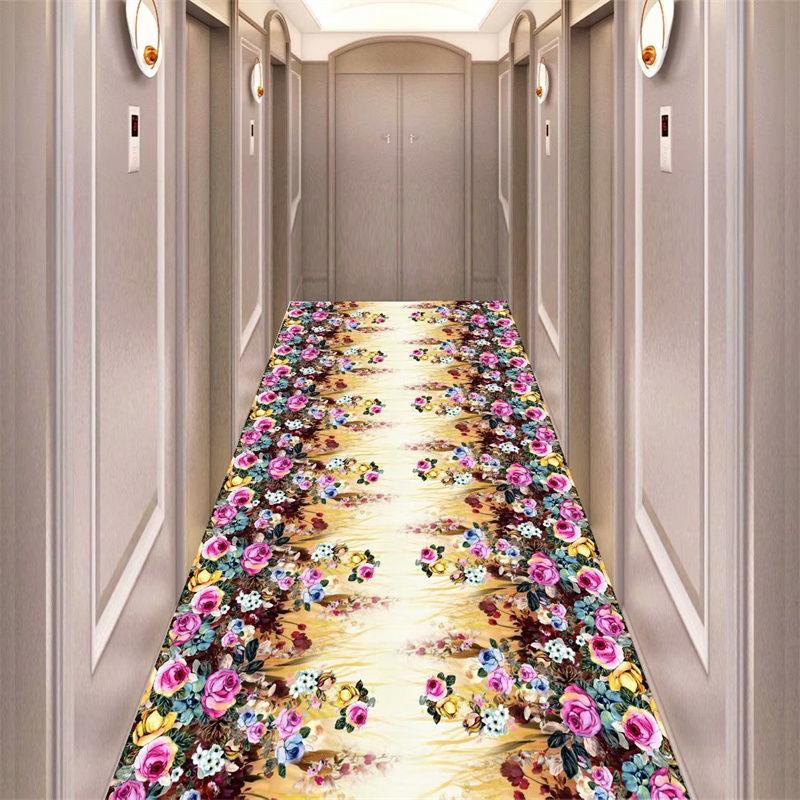 European Style Long Corridor Carpet Runner for Hotel Aisle Stairway Area Rug Lobby Entryway Floor Mats Wedding