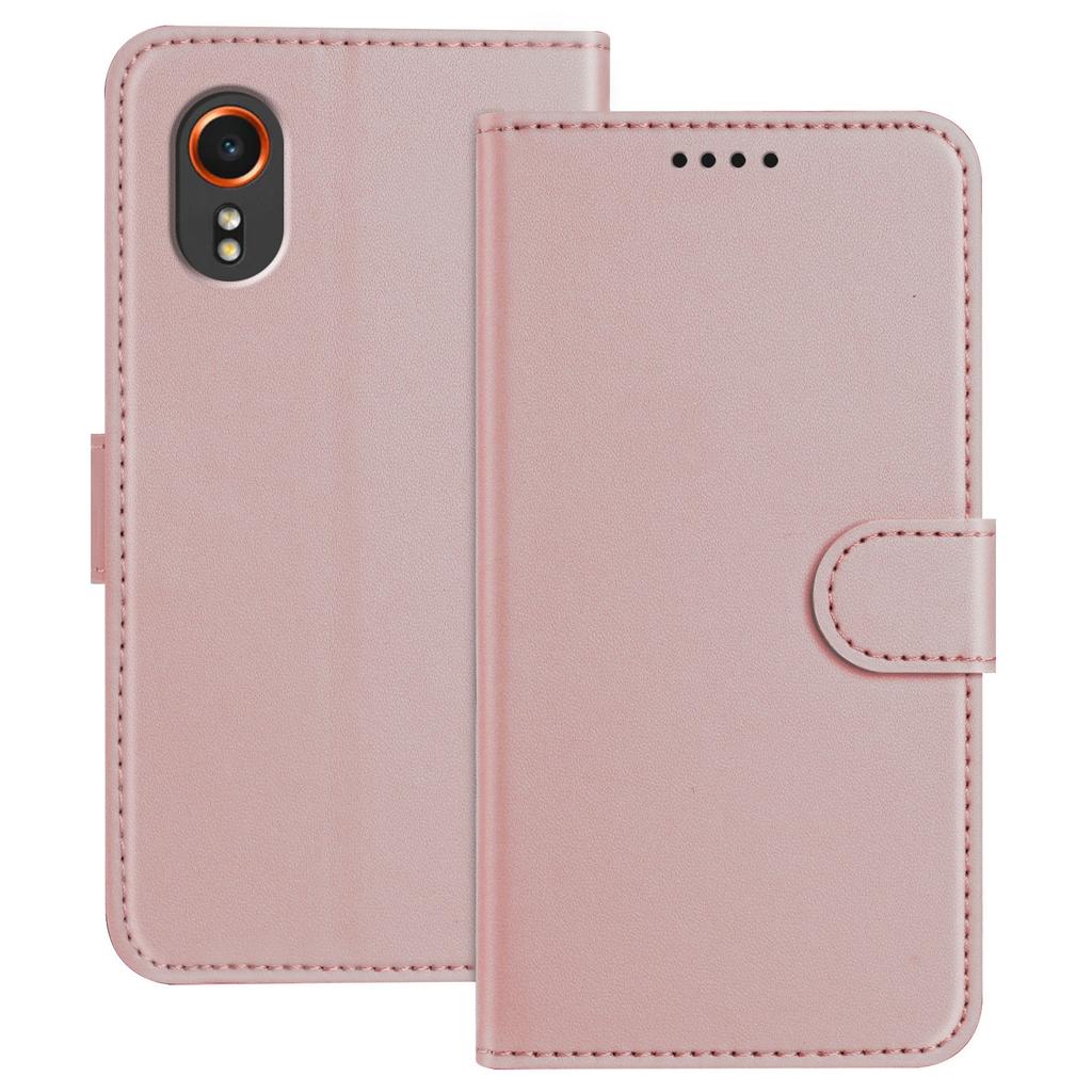 For Samsung Galaxy Xcover7 Leather Case Wallet Stand Solid Color Anti Drop Phone Cover