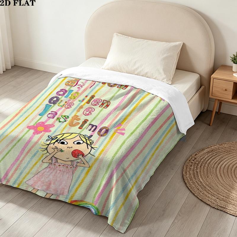 Charlie Lola Print Flannel Blanket, High quality Comfortable for All Seasons, Home Decor, Warmth and Comfort, Perfect for Christmas Gifts