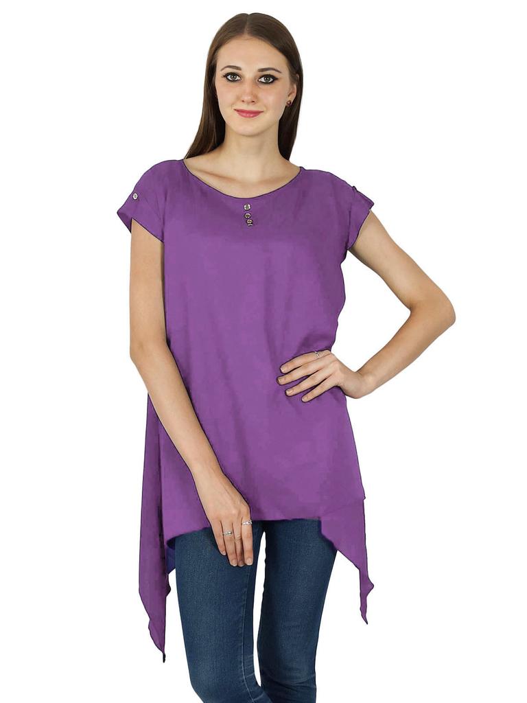 Boho Top Sundress Short Sleeve Solid Summer Beach Women Wear Casual Tunic