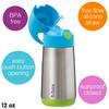 Insulated Water Bottle with Keeps Drinks Hot or Dishwasher Safe Steel Ocean Breeze B.box Children's Straw, 350ml, Cold, One-Push Operation, Top-Rack