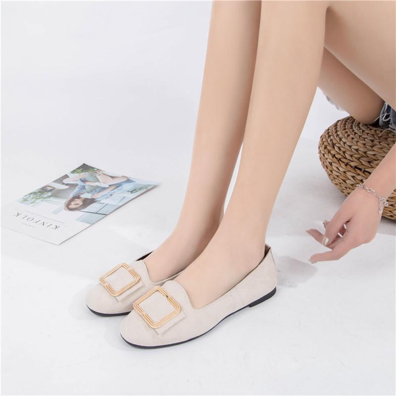 Women's Large Size Beef Tendon Sole Square Toe Shallow Fashion Suede Shoes