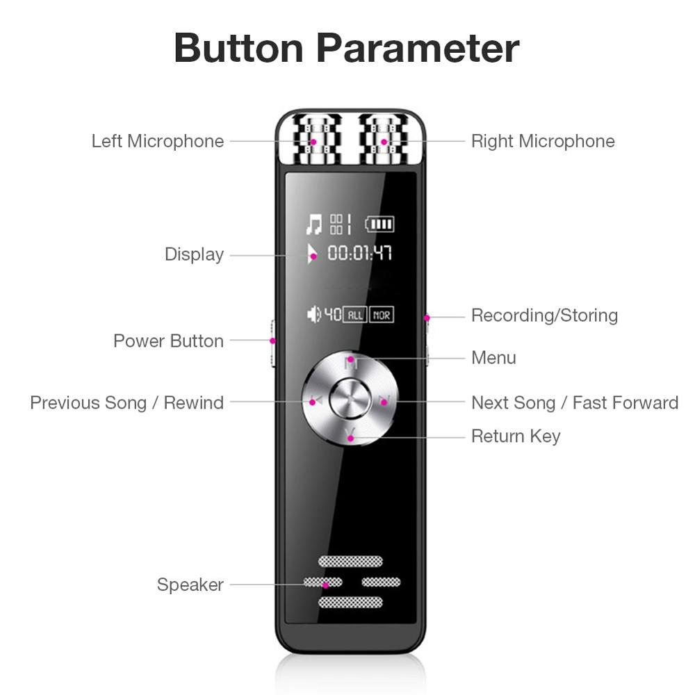 32 ГБ Ручка Диктофон 100 часов 8 ГБ 16 ГБ Цифровая запись Двойной микрофон Звук Аудио Диктофон Су Tf Карта для лекций Mp3-плеер