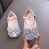 Туфли принцессы из кожи для девочек, роскошные детские балетки со стразами и жемчужным бантом, модные детские танцевальные балетки Мэри Джейн