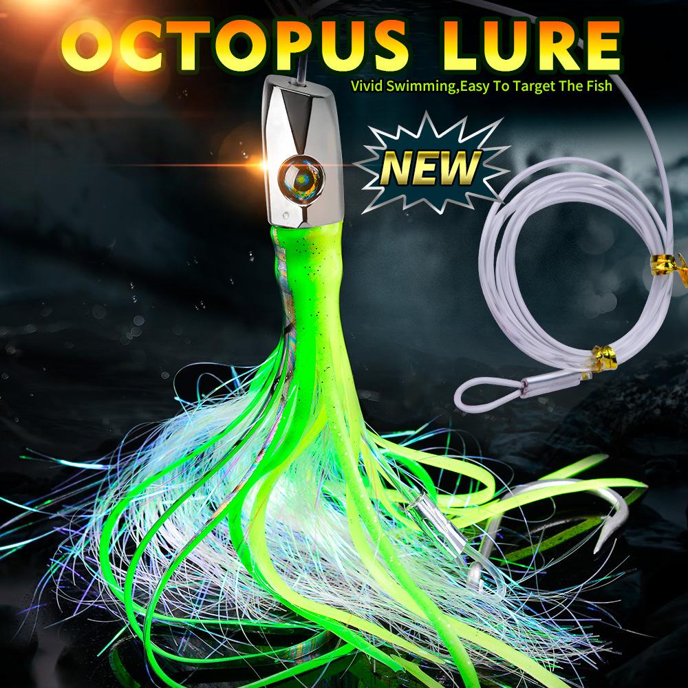 8.7-inch Drag Fishing Route Sub Bait 22cm 85g Metal Head Seal Fish Bait Squid Whisker Soft Bait Biomimetic Fake Bait for Sea Fishing