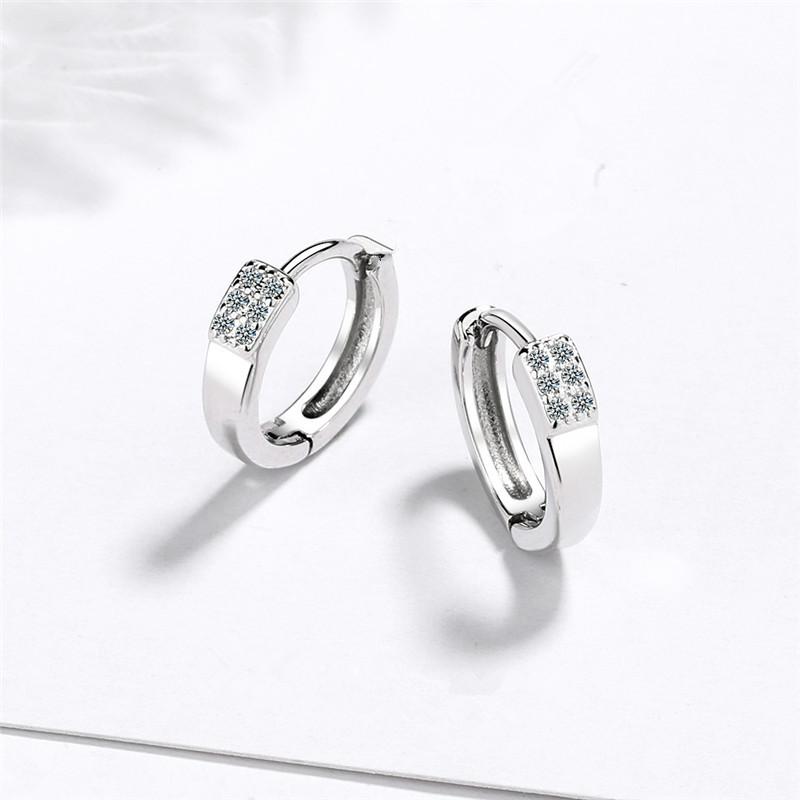 Charms Lady 925 Silver Hoops Earrings for Girls Ear Piercing Accessories Trend Crystal Stones Earring for Women Jewelry Fashion