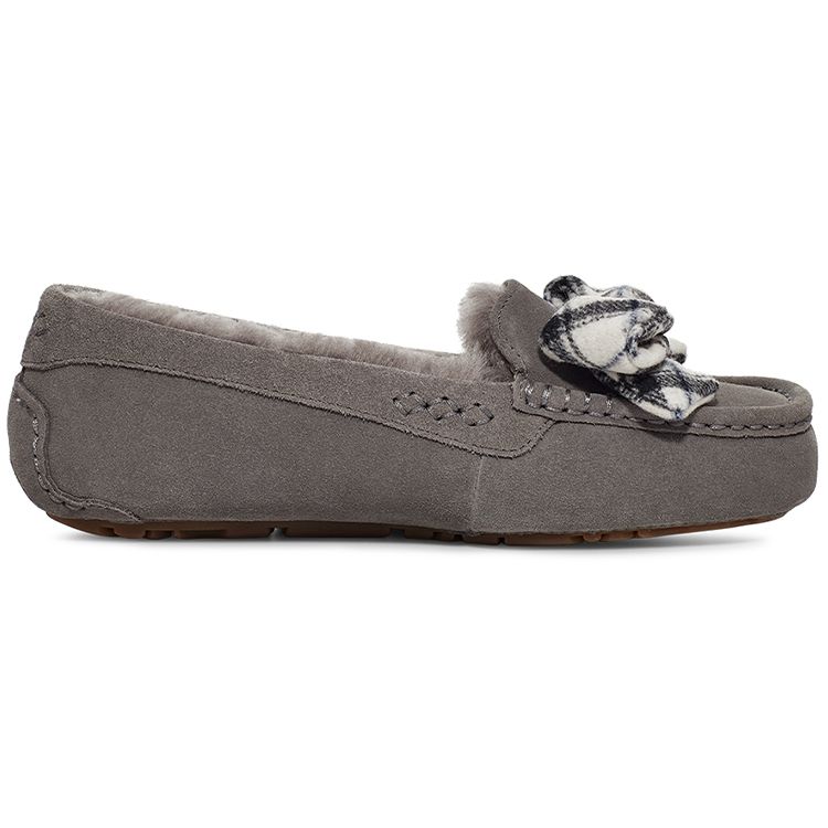 UGG Ansley Bow Plush Flat Shoes Женская обувь Charcoal 1127850-CHRC