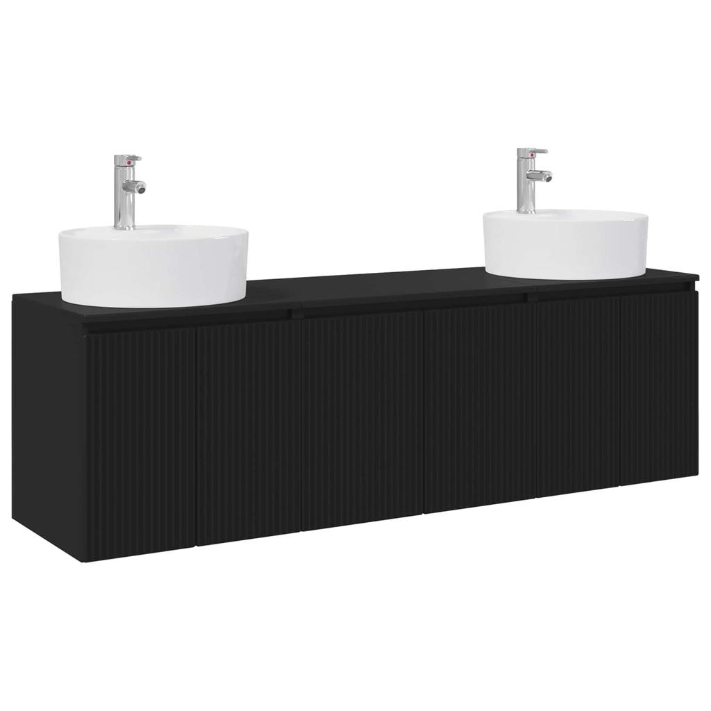 Bathroom Cabinet Set 3 pcs Black 161.5 x 44.5 x 82 cm