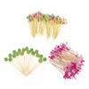 100Pcs Disposable Bamboo Fruit Sticks 13cm Fruit Salad Snack Fork Cocktail Decor Cake Buffet Toothpicks Wedding Party Supplies