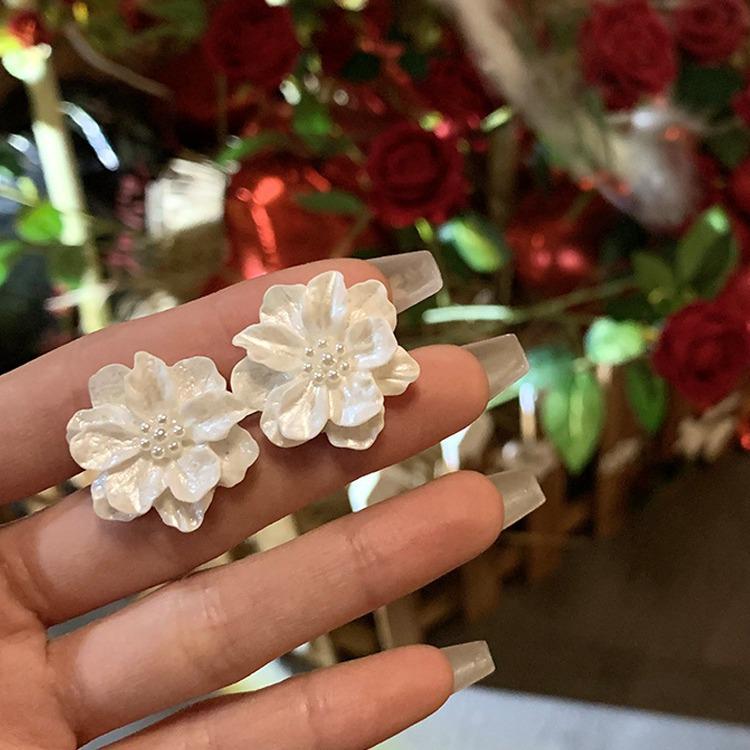 Высококлассные серьги-пусеты из серебра 925 пробы «Камелия» - Ограниченная серия в ретро-стиле, французские клипсы для ушей