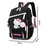 Kitty Cartoon School Backpack Teen Girls Kids Lightweight Oxford Fabric Bookbag With Padded Shoulder Straps 20-35L Capacity