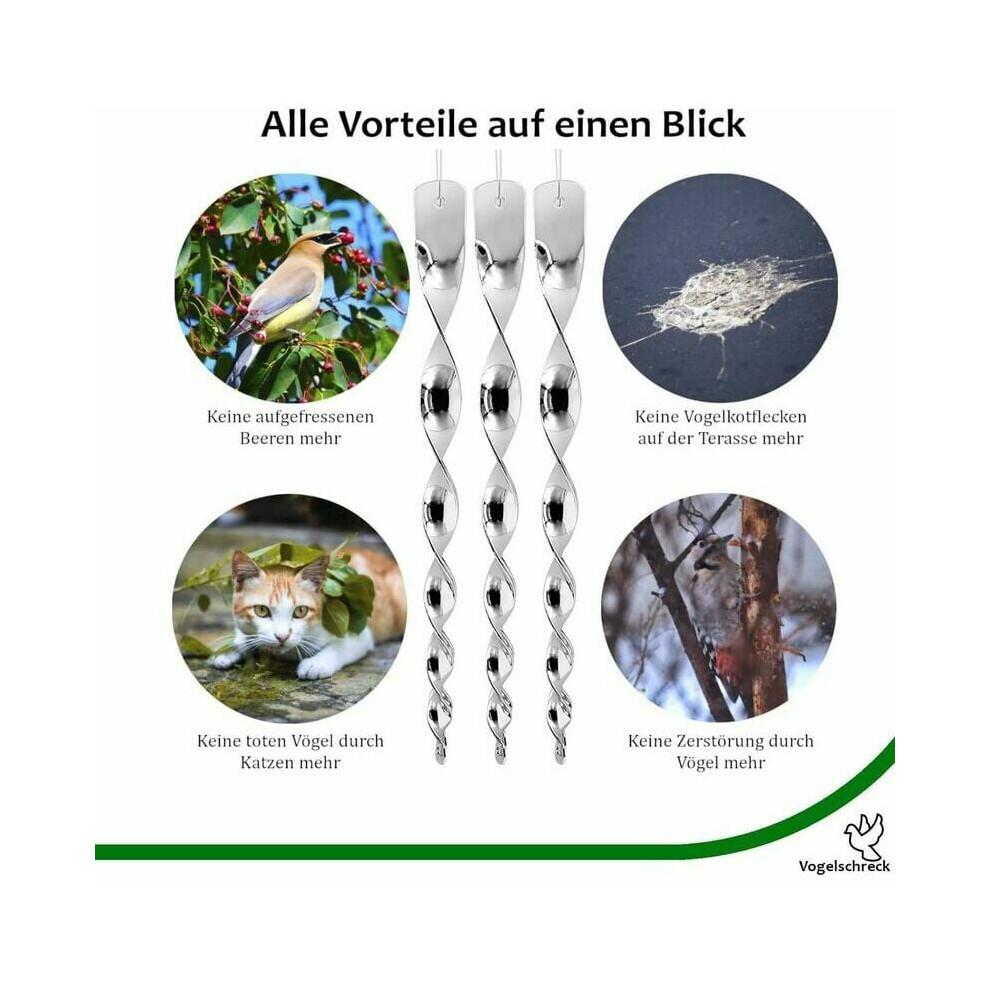 Tiges réfléchissantes de contrôle des oiseaux sans cruauté, résistantes et efficaces contre la torsion du vent pour patios, toits, jardins et
