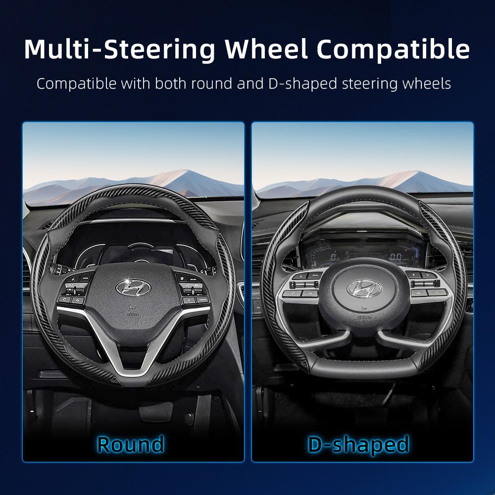 Подходит для Hyundai, Чехол на руль с текстурой под карбон, Сегментированный дизайн с быстрым снятием, Прочный, для Tucson Elantra Avante I30 Седан
