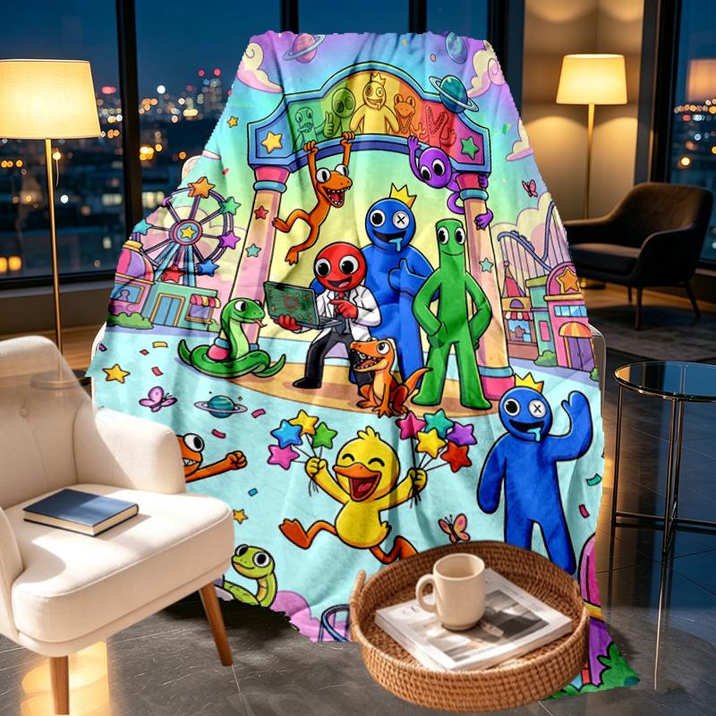Game Rainbow Friends Print Blanket - Soft & Comfortable, for Bedroom, Travel, Sofa, Home Decoration - Birthday Christmas Gift for Friend