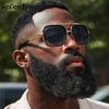 Oversized Square Steampunk Sunglasses Men Luxury Brand Vintage Metal Double Beam Sun Glasses Trendy Outdoor Shades For Male