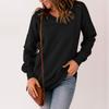 Женская повседневная толстовка с v-образным вырезом, свободные мягкие пуловеры с длинными рукавами, однотонные рубашки с боковыми карманами