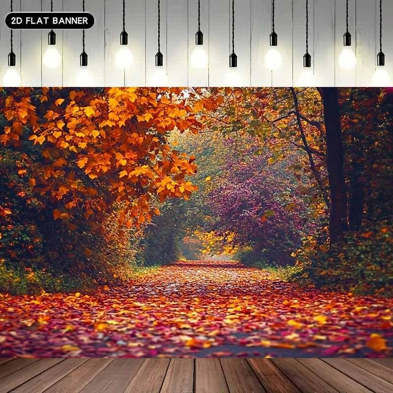 Fall maple leaf pumpkin Thanksgiving background banner for party flags, live streaming decorations, photo props, posters