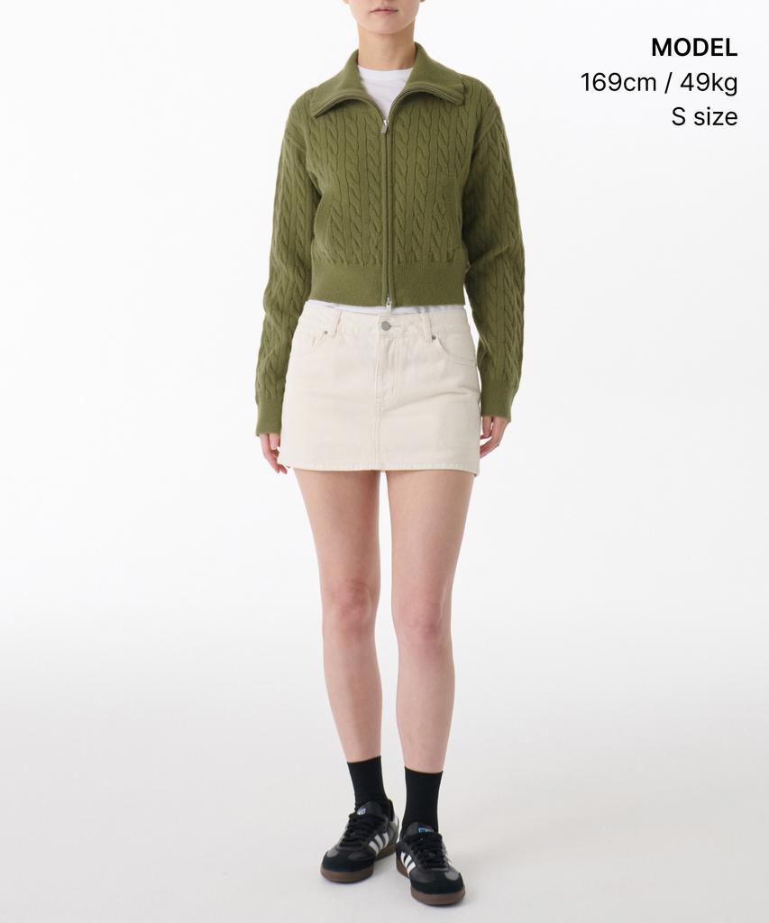 MUSINSA STANDARD WOMAN Women'S Cable Knit Zip-Up [Light Moss]