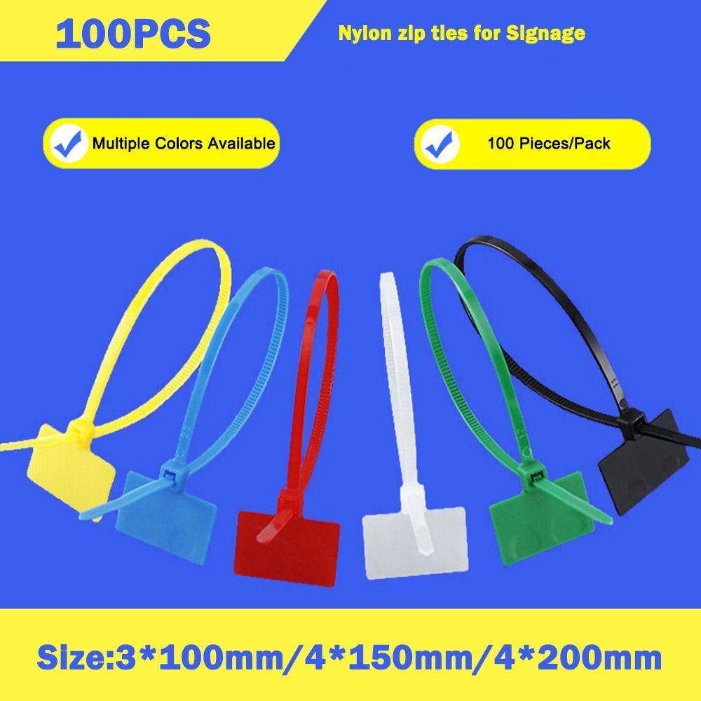 100 шт. Бирки-этикетки Самоблокирующиеся кабельные стяжки 3*100 мм 4*200 мм Пластиковые стяжки Нейлоновый материал 4*150 мм Стяжки для проводов Организация проводов