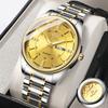 Fashion Double Calendar Quartz Watch Luminous Steel Belt Waterproof Fake Mechanical Watch Men's Watch